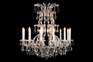 Lustre Louis Baroque en chrome 12 ampoules - Ø94x99cm (Chrome/Cristal)