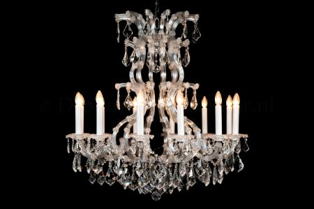 Lustre Louis Baroque en chrome 12 ampoules - Ø94x99cm (Chrome/Cristal) - Lustres en cristal
