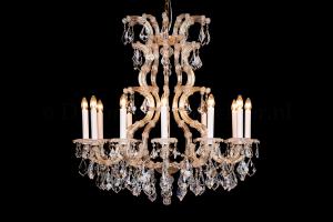 Lustre Louis Baroque en or 12 ampoules - Ø94x99cm (Or/Cristal)