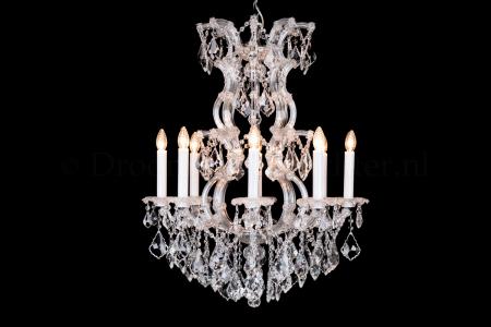 Lustre Louis Baroque en chrome 8 ampoules - Ø70x80cm (Cristal/Chrome) - Lustres en cristal