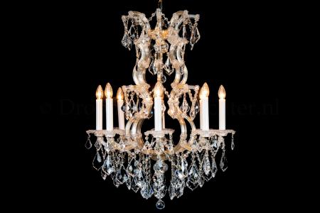 Lustre Louis Baroque en or 8 ampoules - Ø70x80cm (Cristal/Or) - Lustres en cristal