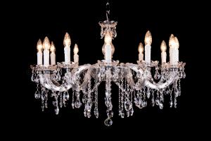 Lustre cristal Marie Therèse en chrome 12 ampoules - Ø75cm 