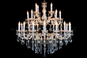 Lustre cristal Marie Therèse en or 28 ampoules - Ø95cm 