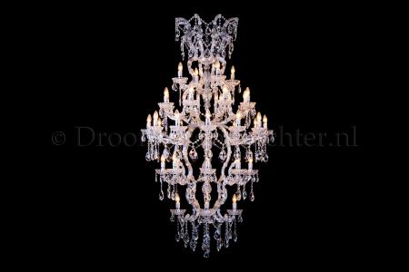 Lustre cristal Marie Therèse en chrome 36 ampoules Modèle de Loft - Ø100cm - Lustres en cristal
