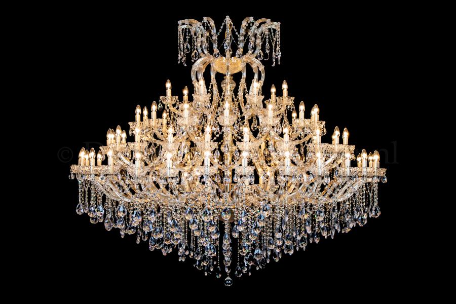 Crystal Chandelier Maria Theresa in gold 77 lights Wide Model - Ø200cm - Crystal chandeliers