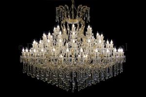 Crystal Chandelier Maria Theresa in gold 77 lights Wide Model - Ø200cm 