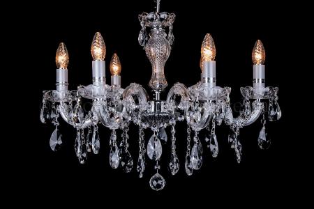 Lustre cristal de luxe Marie Therèse en chrome 6 ampoules - Ø60cm - Lustres en cristal
