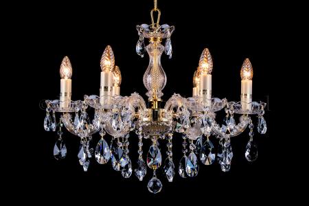 Lustre cristal de luxe Marie Therèse en or 6 ampoules - Ø60cm - Lustres en cristal