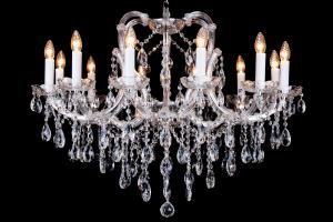  Lustre en cristal Elizabeth à 12 ampoules (cristal / chrome) - Ø95cm