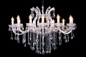 Lustre cristal de luxe Marie Therèse en chrome Ovale 12 ampoules - 100cm x 80cm