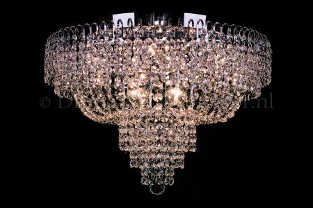 Plafonnier Salle 8 ampoules (cristal / chrome) – Ø60cm - Salle