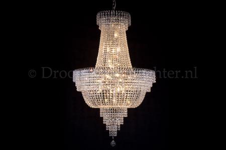Lustre empire 19 ampoules cristal chrome- Ø80cm - Salle - Salle