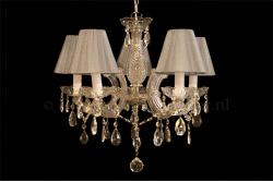 Chandelier Maria Theresa 5 light with double fabric silver Organza shades