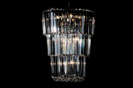 Lampe suspendue Cristal Mara 15 ampoules (cristal/chrome) - Ø55cm - Lustres en cristal